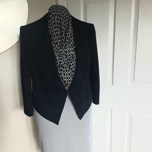 Navy Blue Ann Taylor Cropped Stretch Jacket